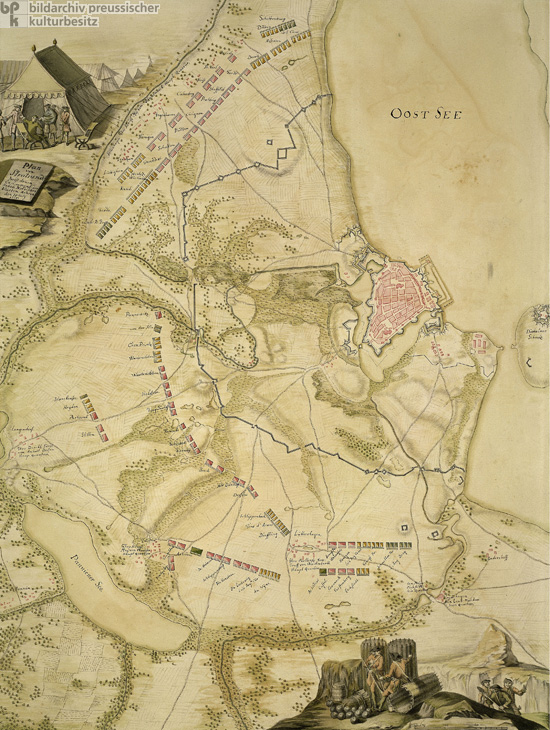 Plan zum Gedenken an die Belagerung von Stralsund im Jahre 1715 (1718)
